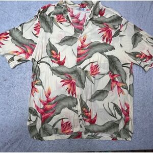 Studio 35 Mens Hawaiian Shirt XL Tropical Bird of Paradise Floral resort vintage